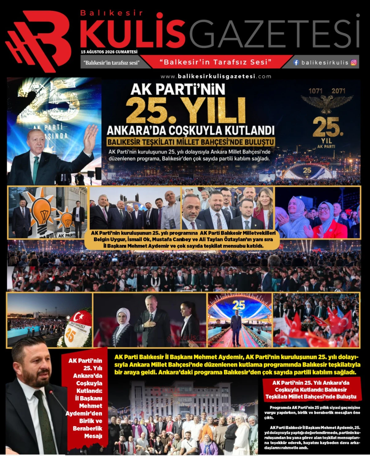 AK Parti&rsquo;nin 25. Yılı Ankara&rsquo;da Coşkuyla Kutlandı: Balıkesir Teşkilatı Millet Bah&ccedil;esi&rsquo;nde Buluştu