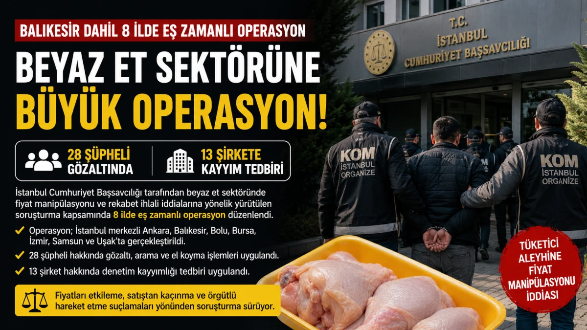 Balıkesir Beyaz Et Operasyonunun Merkezinde: 28 G&ouml;zaltı, 13 Şirkete Kayyım Tedbiri