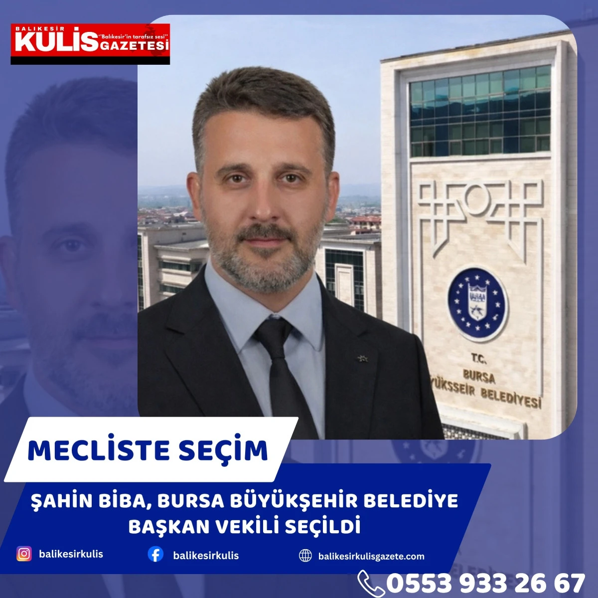 Şahin Biba, Bursa B&uuml;y&uuml;kşehir Belediye Başkan Vekili Se&ccedil;ildi